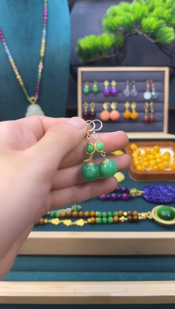 【闪购商品】翡翠耳饰14K金镶嵌E103