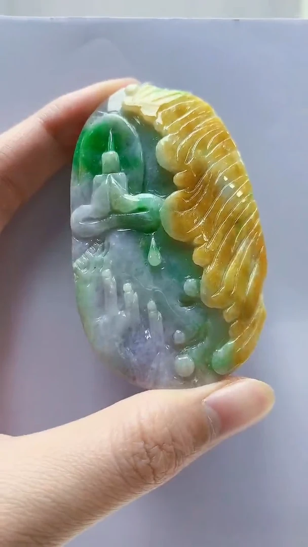 未镶嵌定制翡翠4688zm-毛货挂件57无相悟道