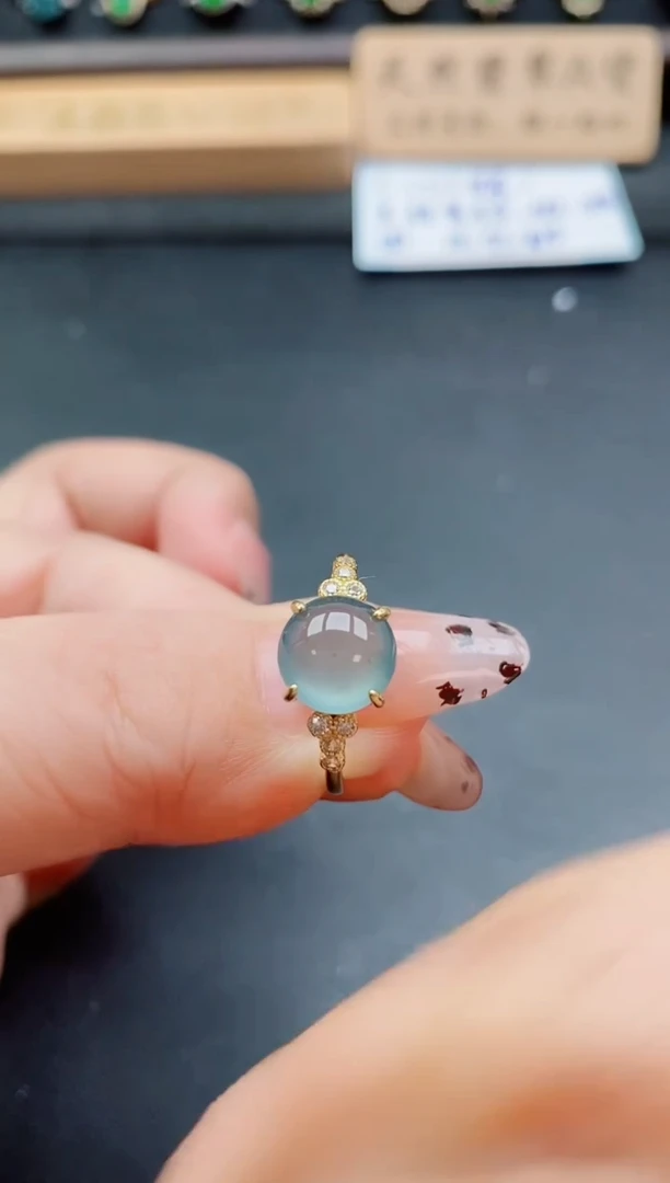 银S925镶嵌戒指翡翠1