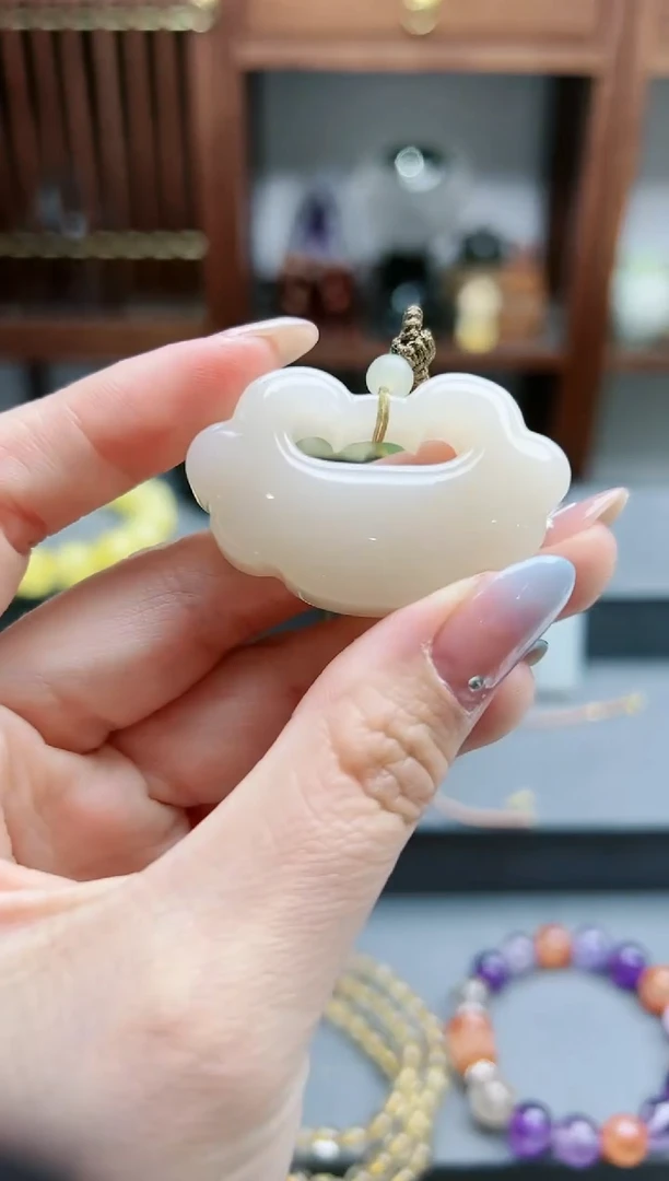 【闪购商品】和田玉吊坠未镶嵌和田玉藕粉如意锁*1 HX