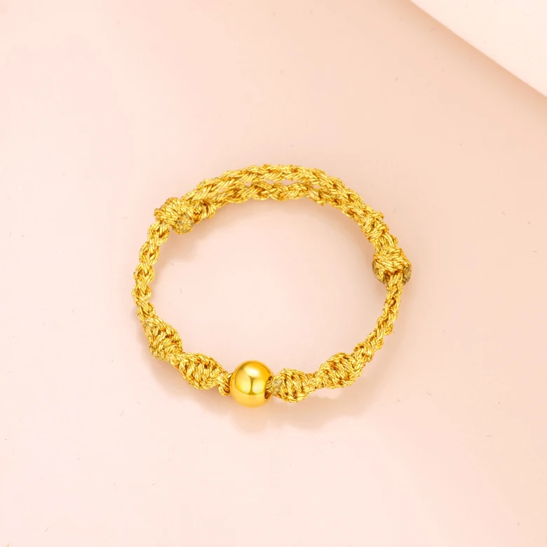 【木木专享】足金999 金珠编绳戒 BP 90637