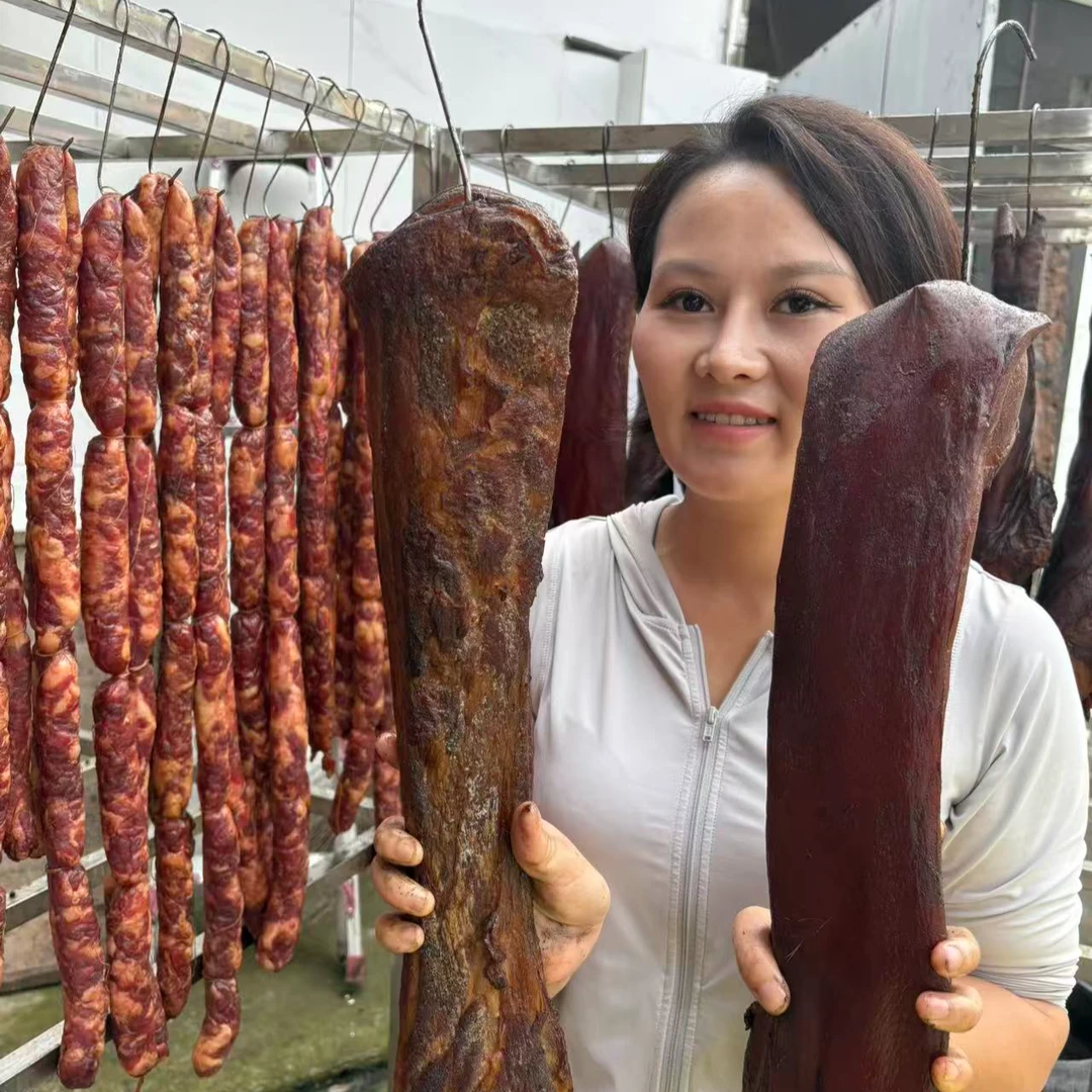 小火锅【直播现称】四川农村柴火烟熏腊肉、香肠、排骨、猪腿称重计量