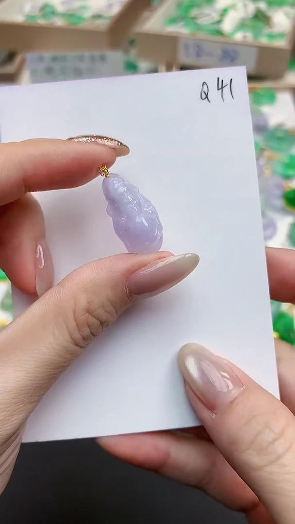 颈饰18K金镶嵌翡翠天然缅甸A货翡翠