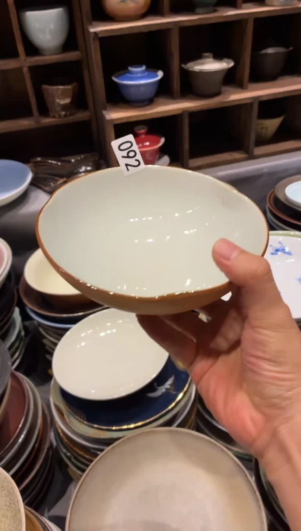 瓷片快**鱼92酷金手工圆碗1个
