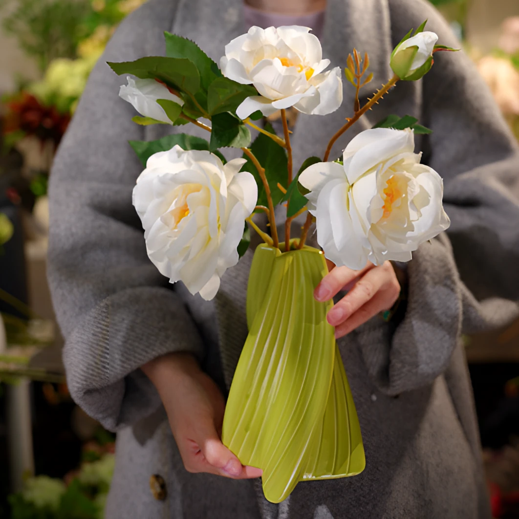 白色山茶花仿真花客厅茶几装饰小清新