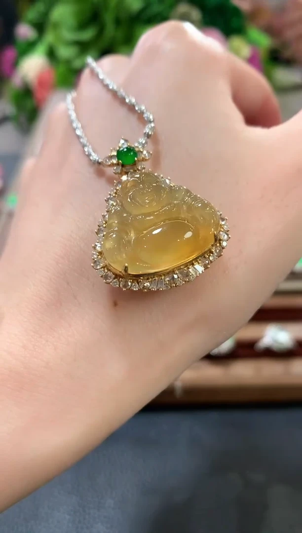 吊坠(不含链)18K金镶嵌翡翠c36
