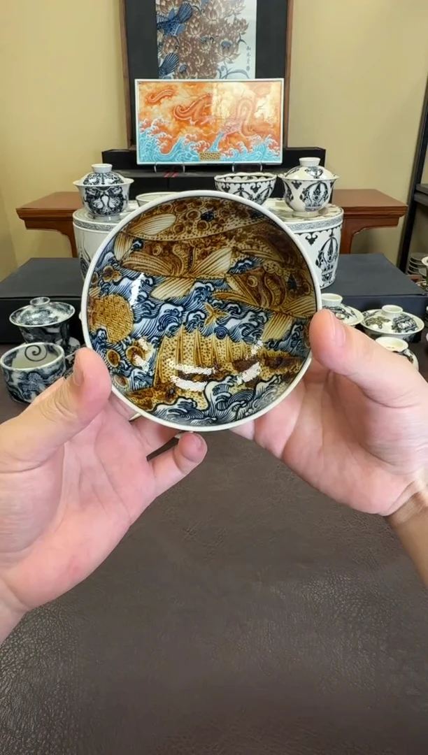 二号釉海浪鳜鱼普洱杯