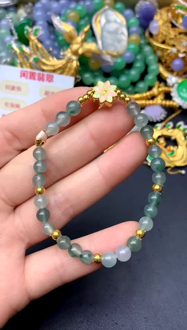 足金镶嵌手串翡翠176-中国好珍宝