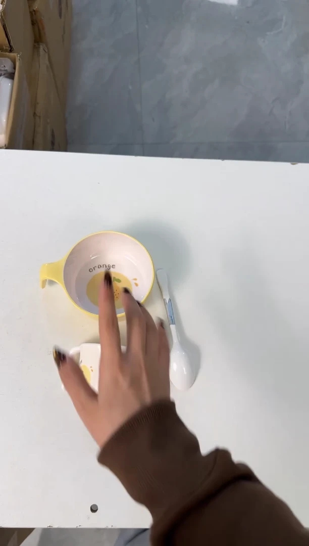 密胺橘子碗杯勺三件套