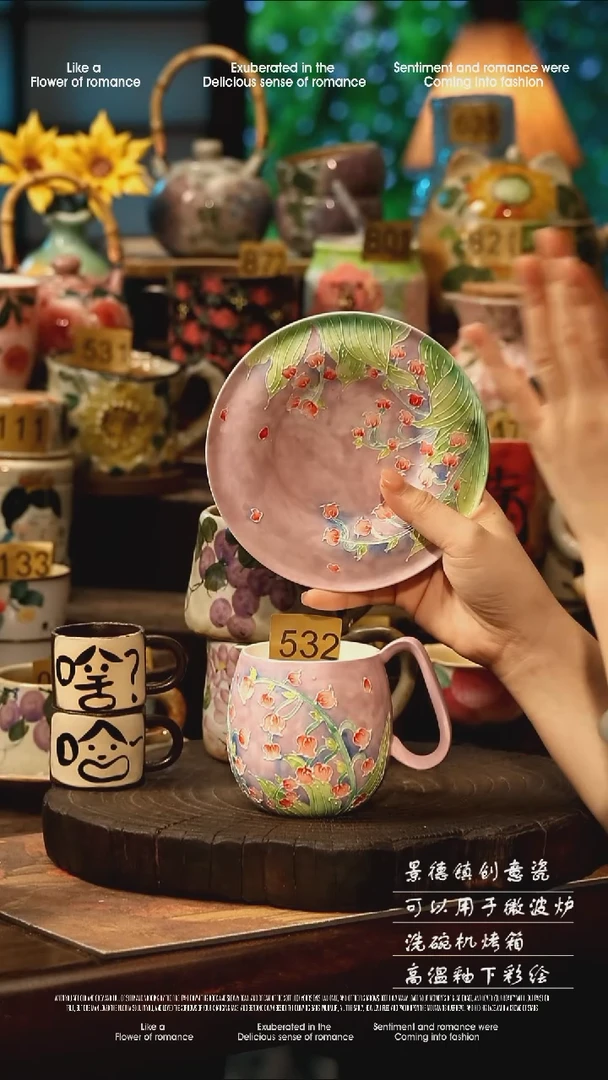 陶瓷景德镇高温釉下彩手工手绘款式@A0945@