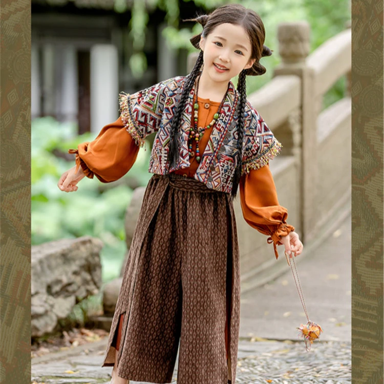 阿妞童品童装民族&异域风情国风三件套西域女童表演演出服洋气