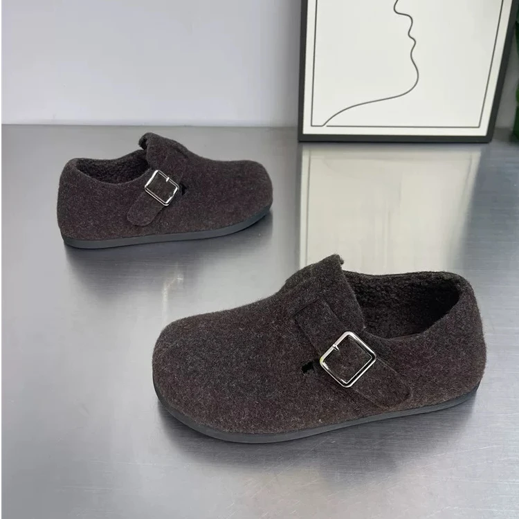 8305（加绒）加绒勃肯鞋女复古厚绒保暖休闲棉鞋雪地靴毛呢毛毛鞋