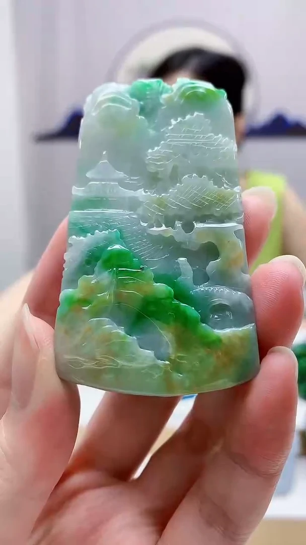 未镶嵌定制翡翠4852zm-毛货挂件12山水