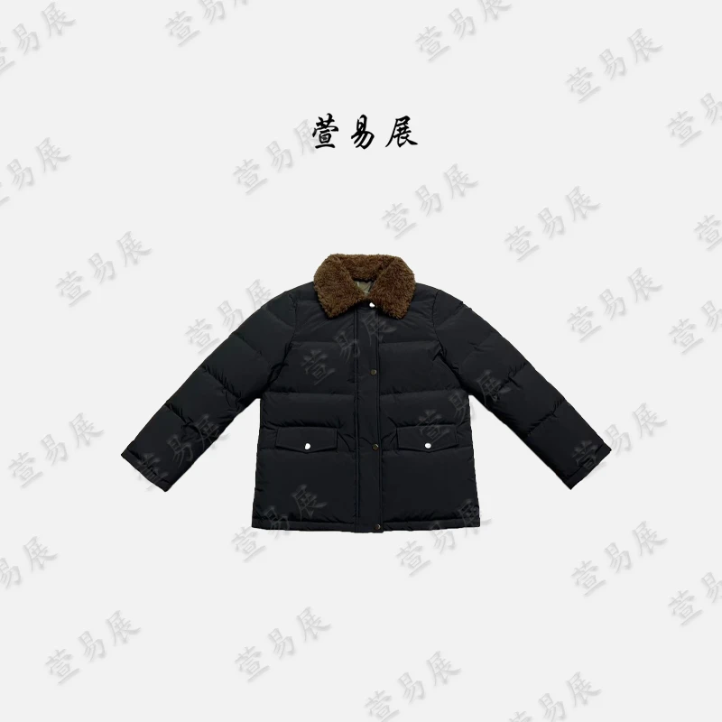 萱易展-“芬兰雾都”90白鹅绒可拆羊毛领撞色绵羊皮领YN-WT110701