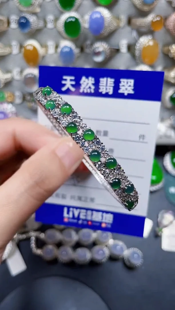 银S925镶嵌手镯翡翠153