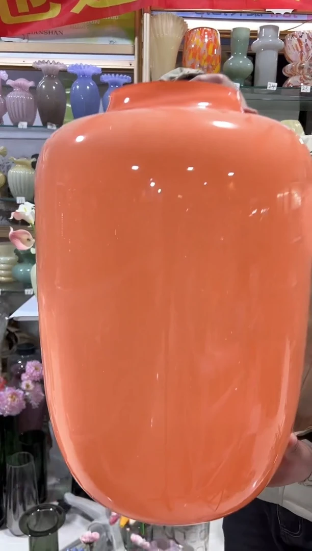 【闪购商品】无铅玻璃粉色大罐花瓶