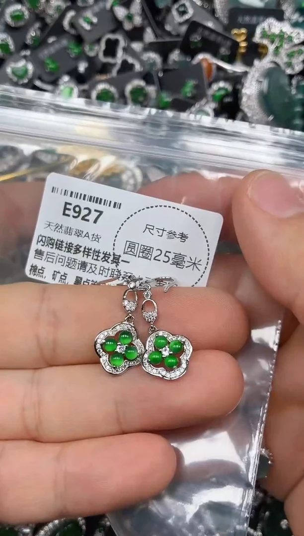 颈饰未镶嵌翡翠E927耳钩