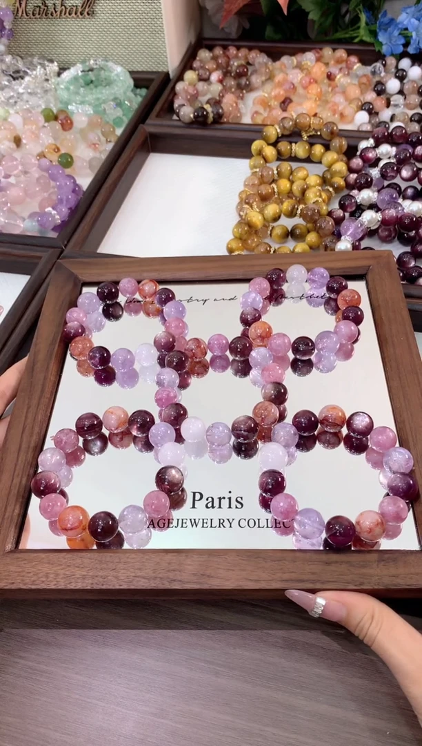 未镶嵌手串紫晶玻利维亚紫水紫锂云母粉祖母胶花单圈 D-J036-11