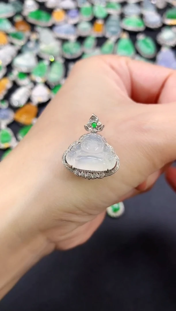 翡翠18K金镶嵌吊坠(不含链)佛公|3980