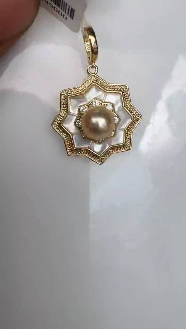 颈饰银S925镶嵌海水珍珠吊坠