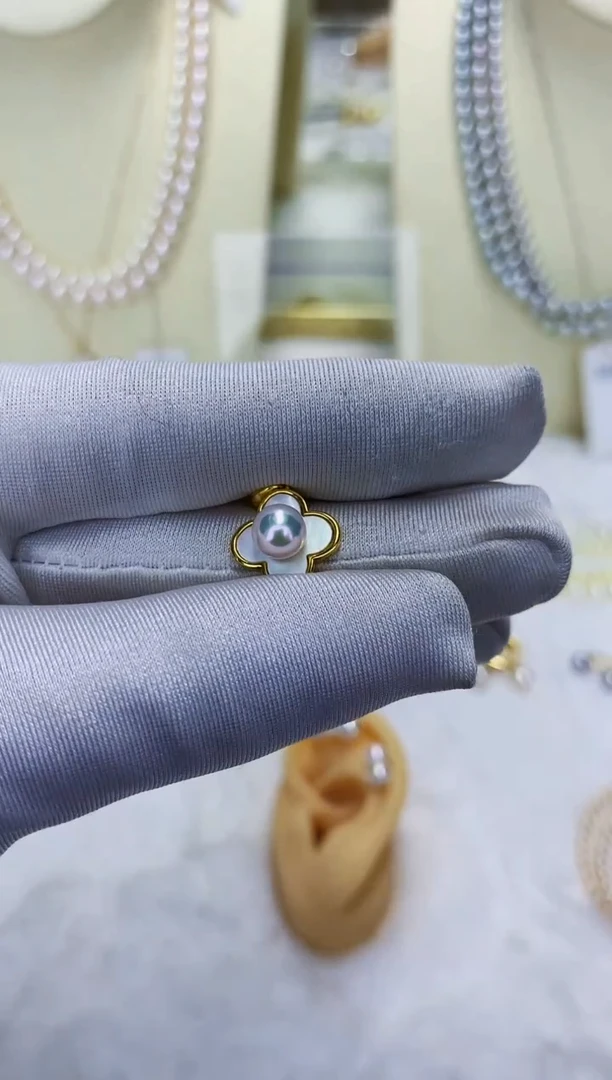 银S925镶嵌DA海水珍珠吊坠 X043