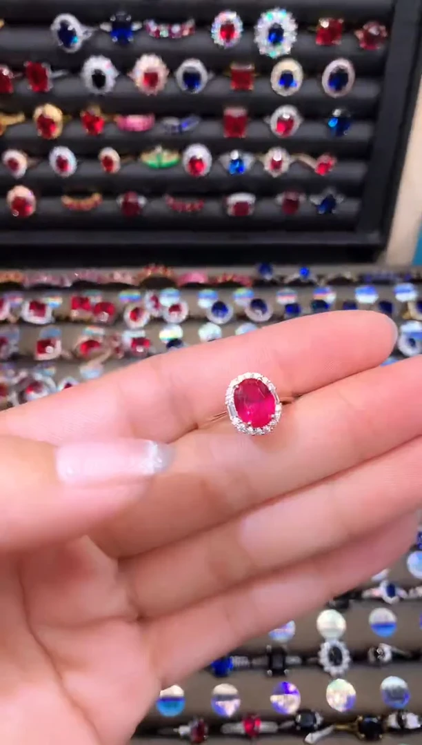 【闪购商品】红宝石戒指银S925镶嵌79玫瑰金