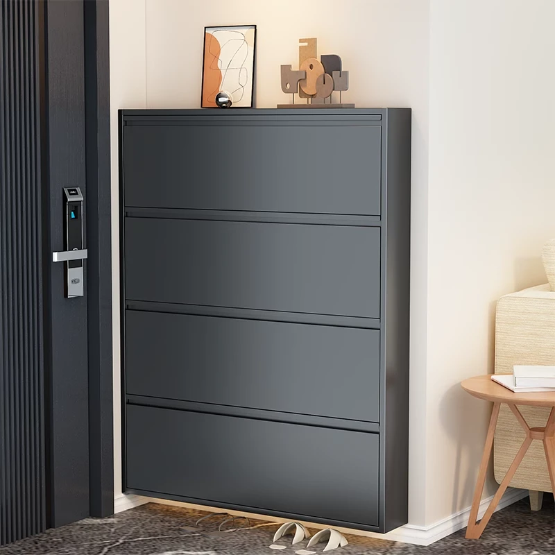 超薄款家用钢制鞋柜室内挂墙翻斗鞋柜极窄玄关柜入户门外走廊鞋柜