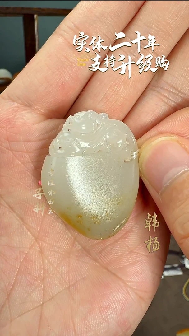 颈饰未镶嵌和田玉新疆和田玉白玉留皮貔貅挂件17g