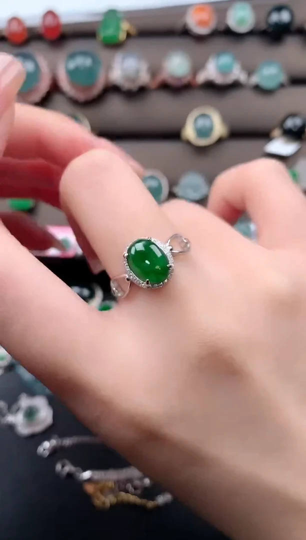 【闪购商品】翡翠戒指银S925镶嵌52114
