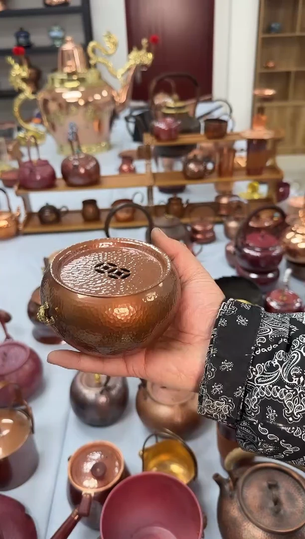 纯紫铜烤色咖啡色壶承