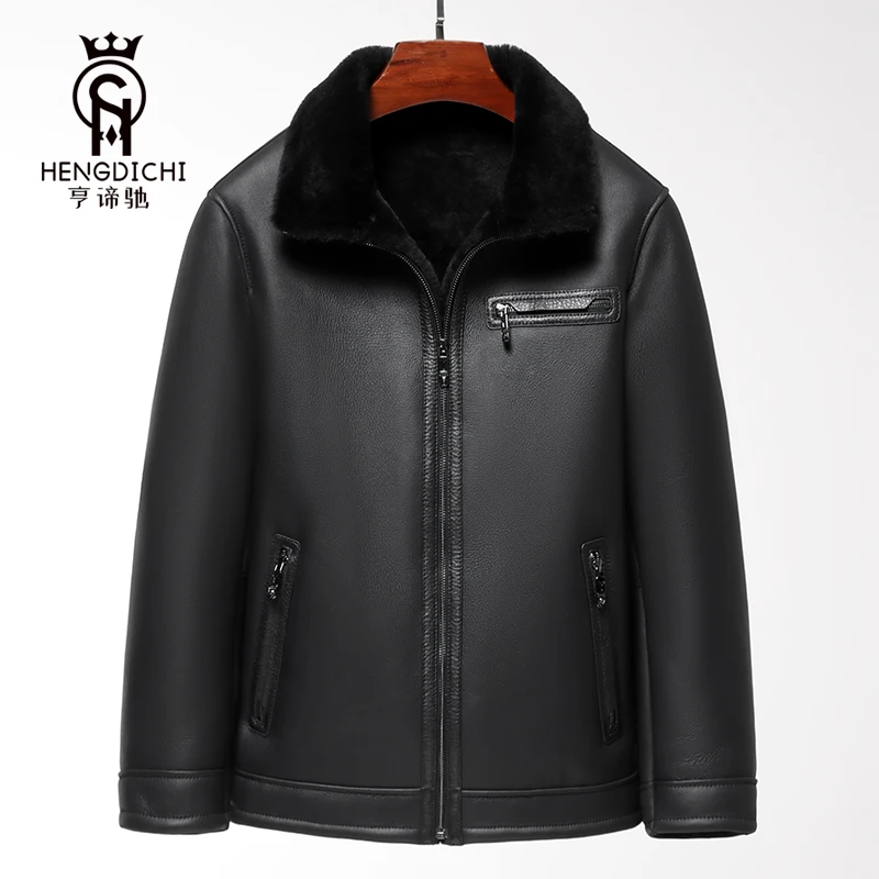 原生态皮毛一体真羊皮男士皮衣男立翻领商务休闲海宁真皮皮衣男