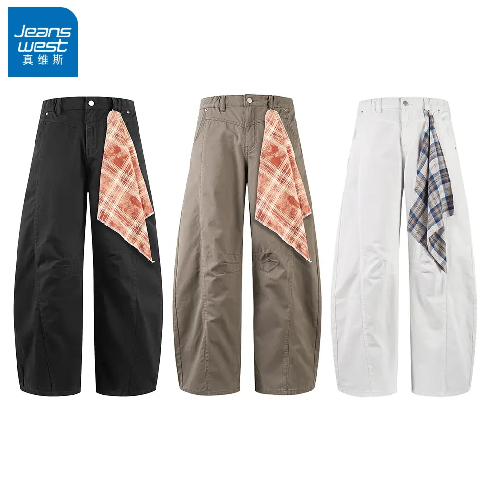 真维斯夏季休闲裤男白色美式弯刀薄新款潮牌宽松直筒工装裤休闲裤