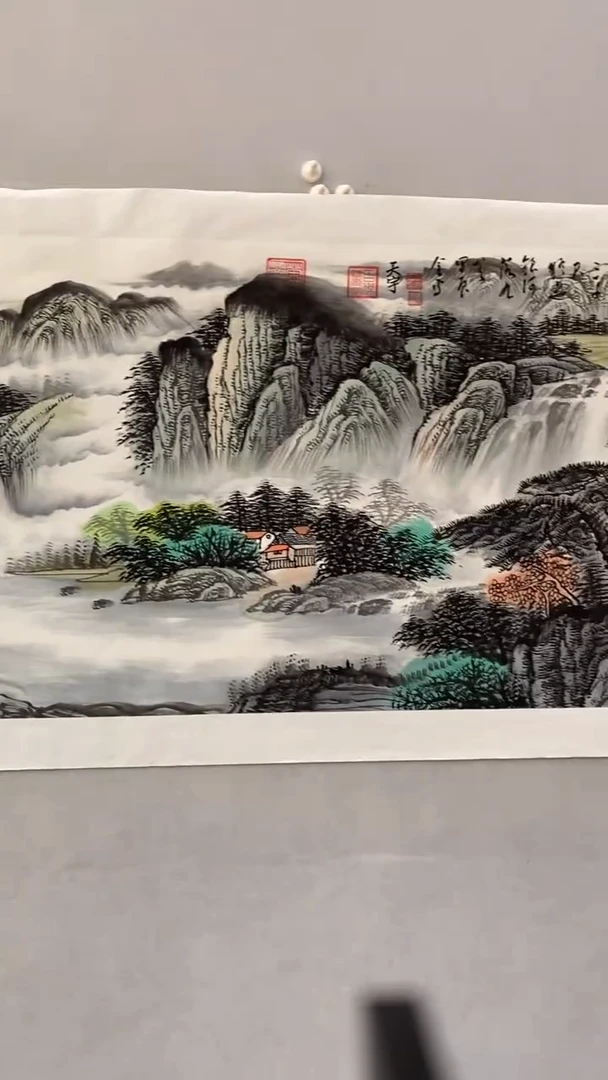 国画释天宇松山飞瀑