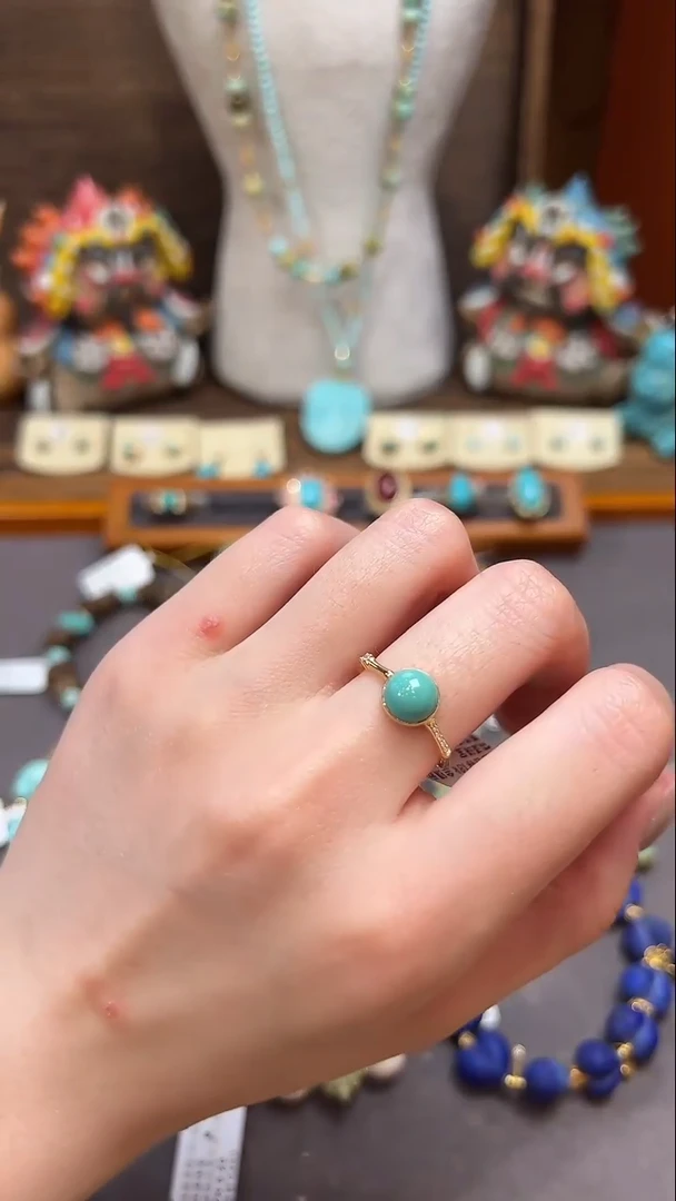 绿松石18K金镶嵌戒指绿松石戒指