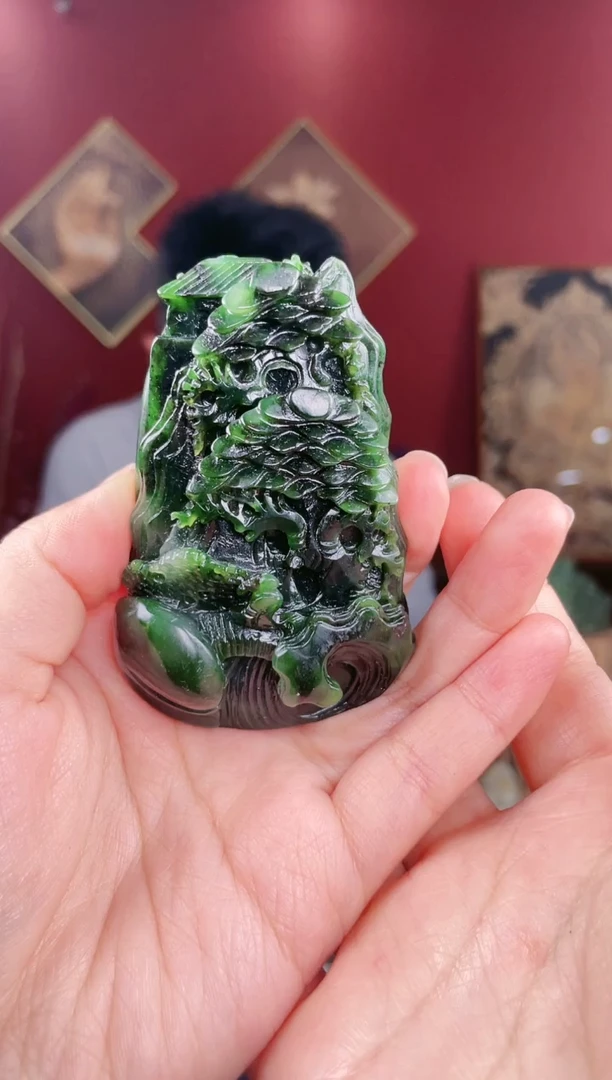 【闪购商品】和田玉把件未镶嵌碧玉山水大