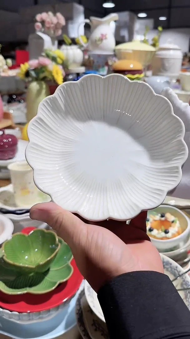 陶瓷孤品梨花深盘微瑕 凑满20元包邮