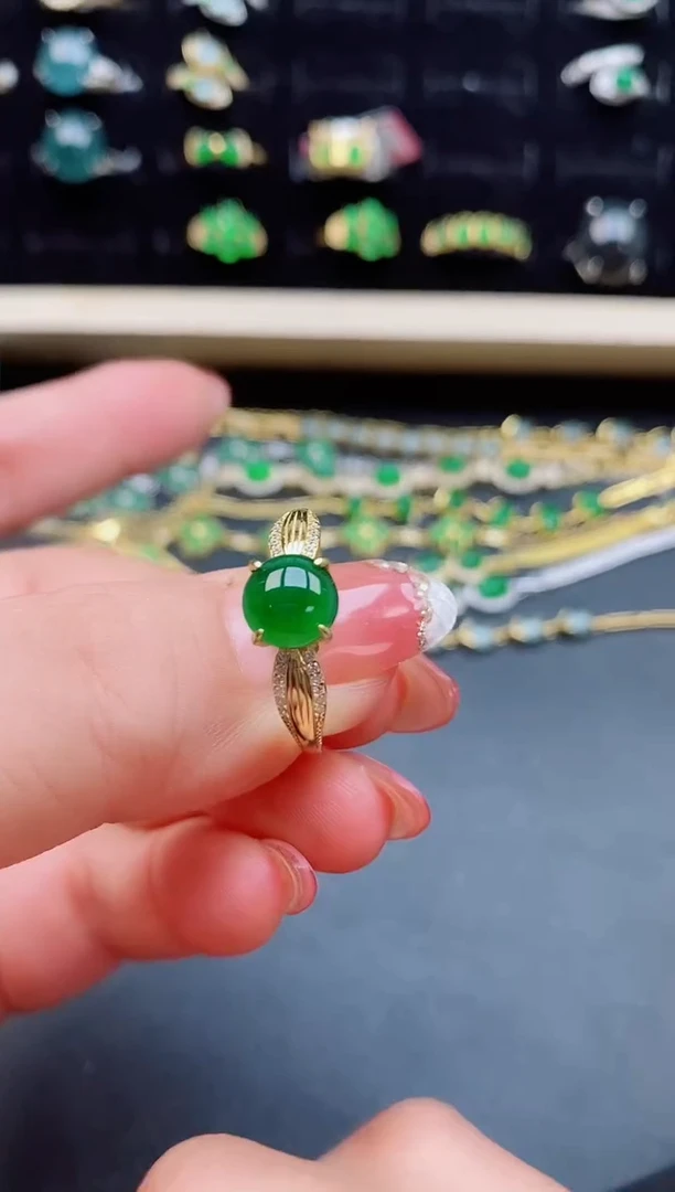 【闪购商品】翡翠戒指银S925镶嵌058050