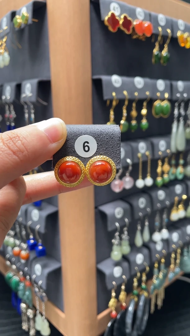 【闪购商品】南红玛瑙耳饰银S925镶嵌006