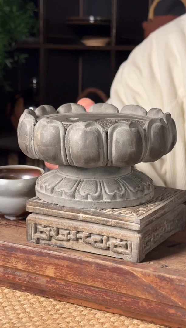 晋都仿古砖雕莲花茶台