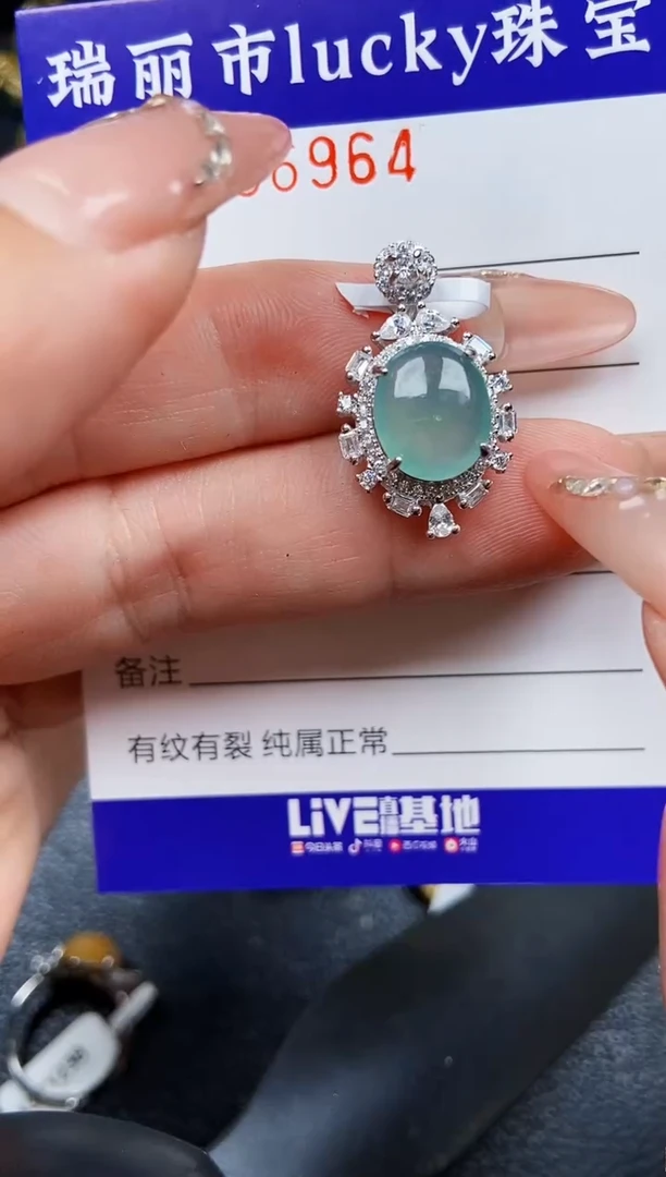 翡翠银S925镶嵌颈饰6964