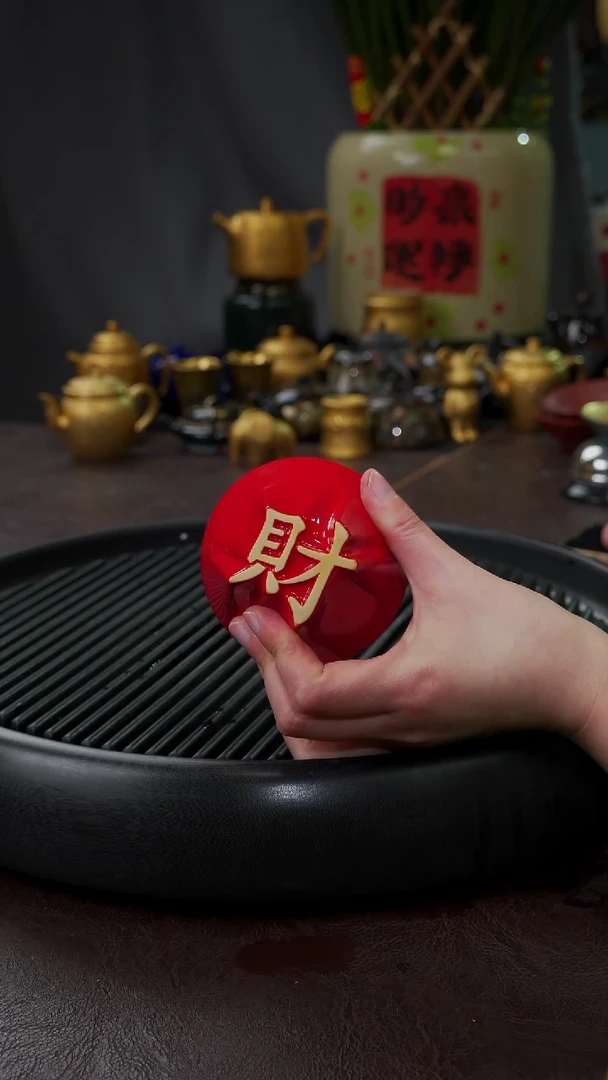 【闪购商品】杯【宜景窑中国红鎏金】财杯