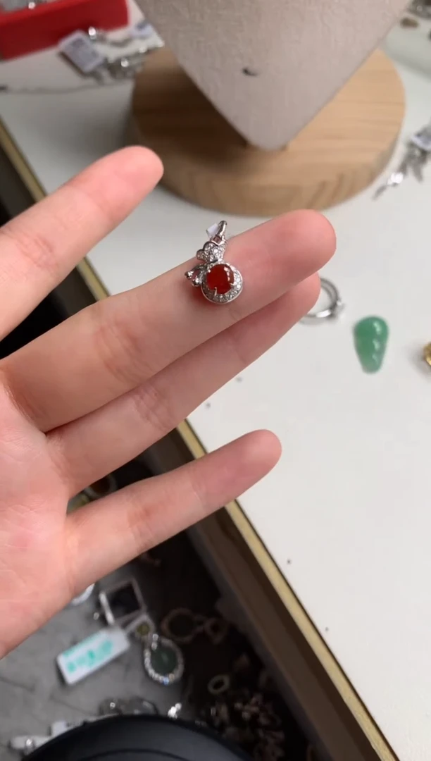 银S925镶嵌戒指翡翠吊坠20