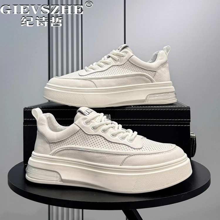 纪诗哲男鞋舒适透气厚底运动鞋子男款潮流百搭休闲鞋时尚轻奢板鞋