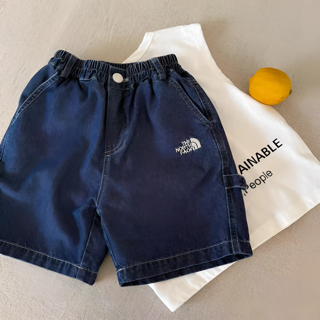 牛仔裤2025夏男女童日系潮牌字母口袋工装裤宝宝小童男童短裤