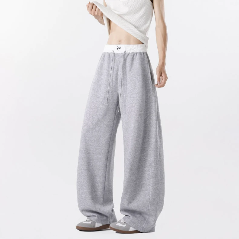 美式重磅弯刀卫裤男女春秋宽松直筒阔腿休闲裤子青少年潮牌运动裤