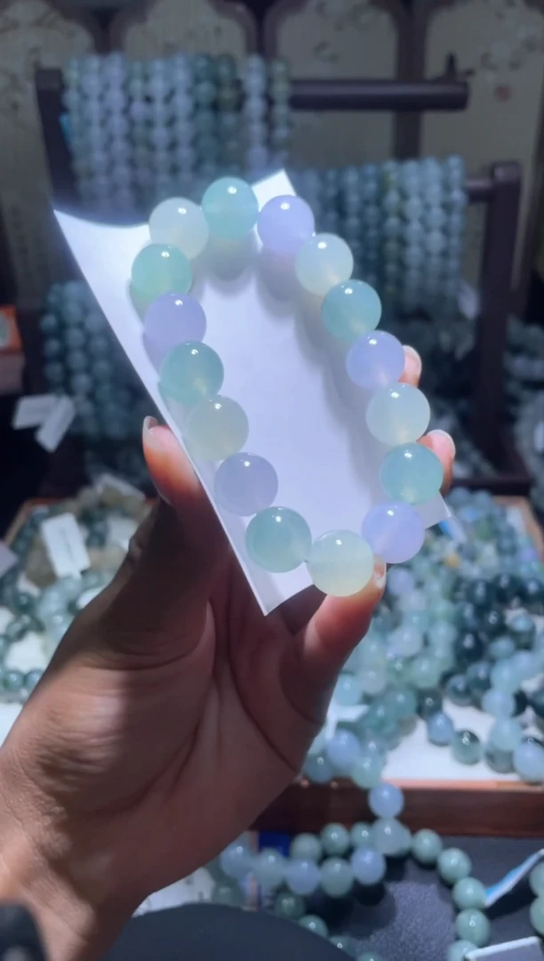 未镶嵌定制翡翠翠*天然缅甸翡翠手串82