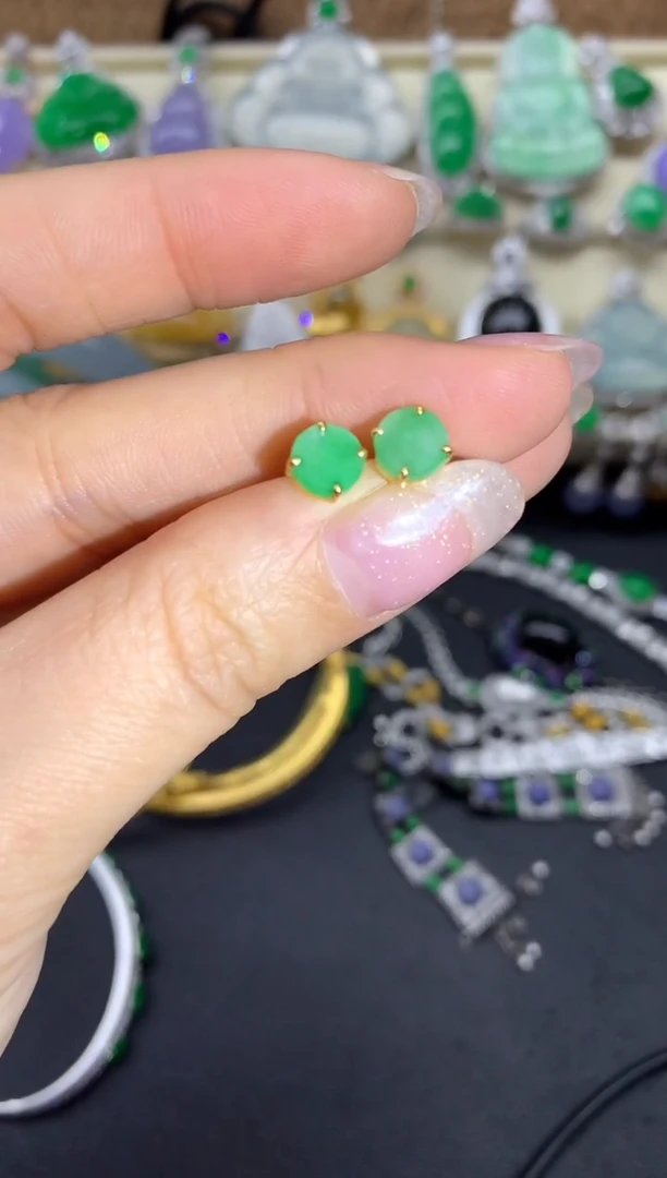 【闪购商品】翡翠耳饰18K金镶嵌455-中国好珍宝