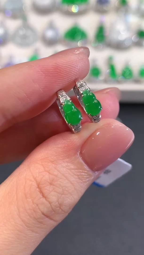 18K金镶嵌翡翠耳饰a35多样性一件发货