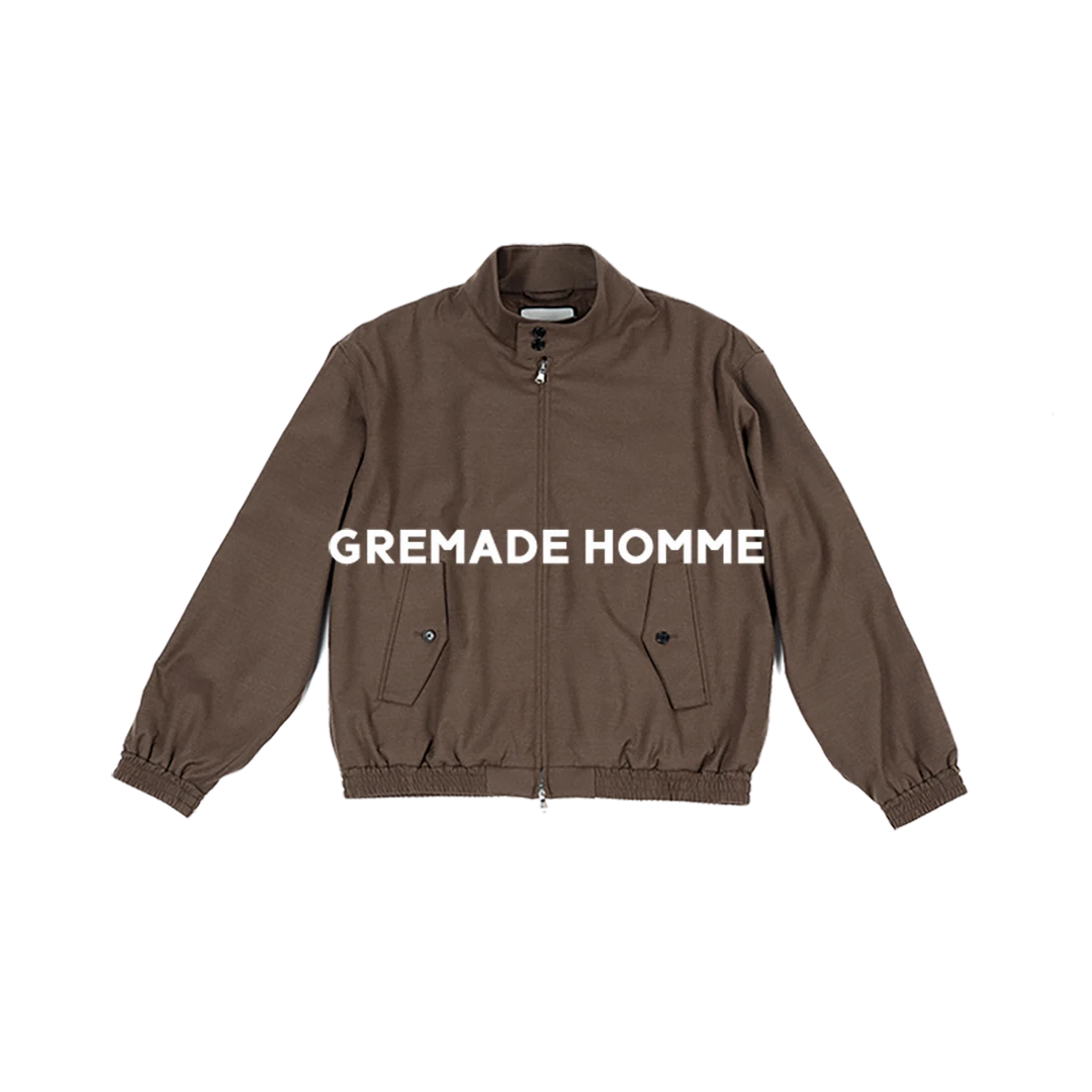 GREMADE 康赛妮羊绒羊毛混纺廓形松弛打褶哈灵顿夹克