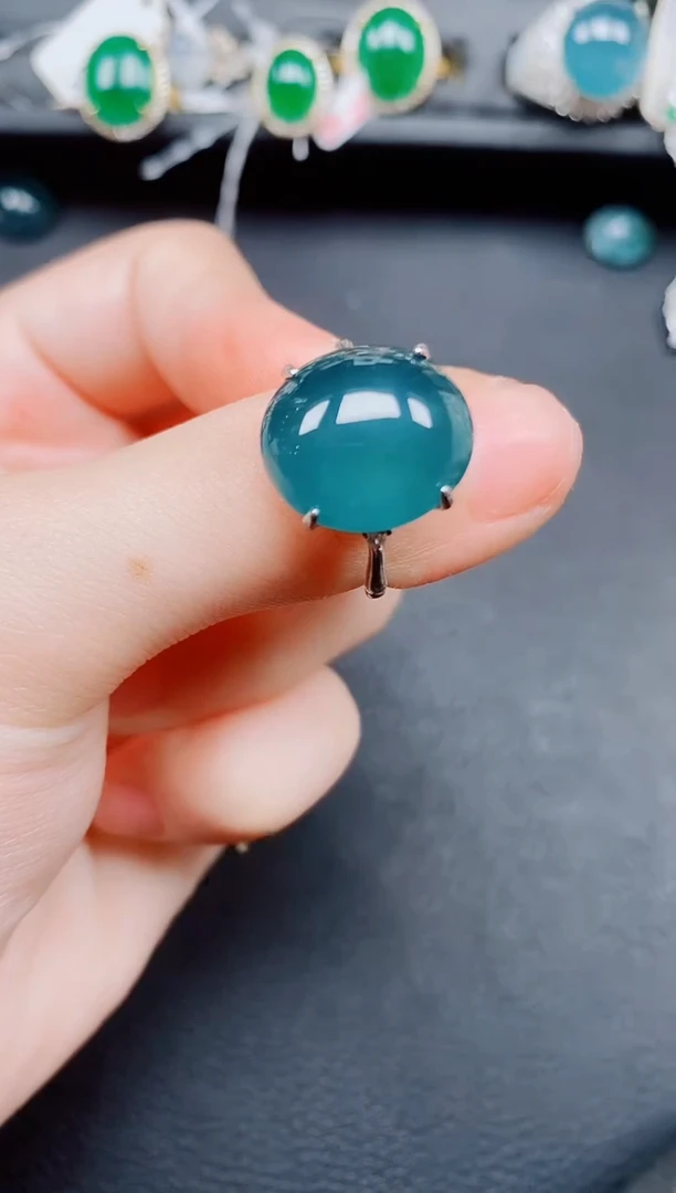 银S925镶嵌戒指翡翠翡翠